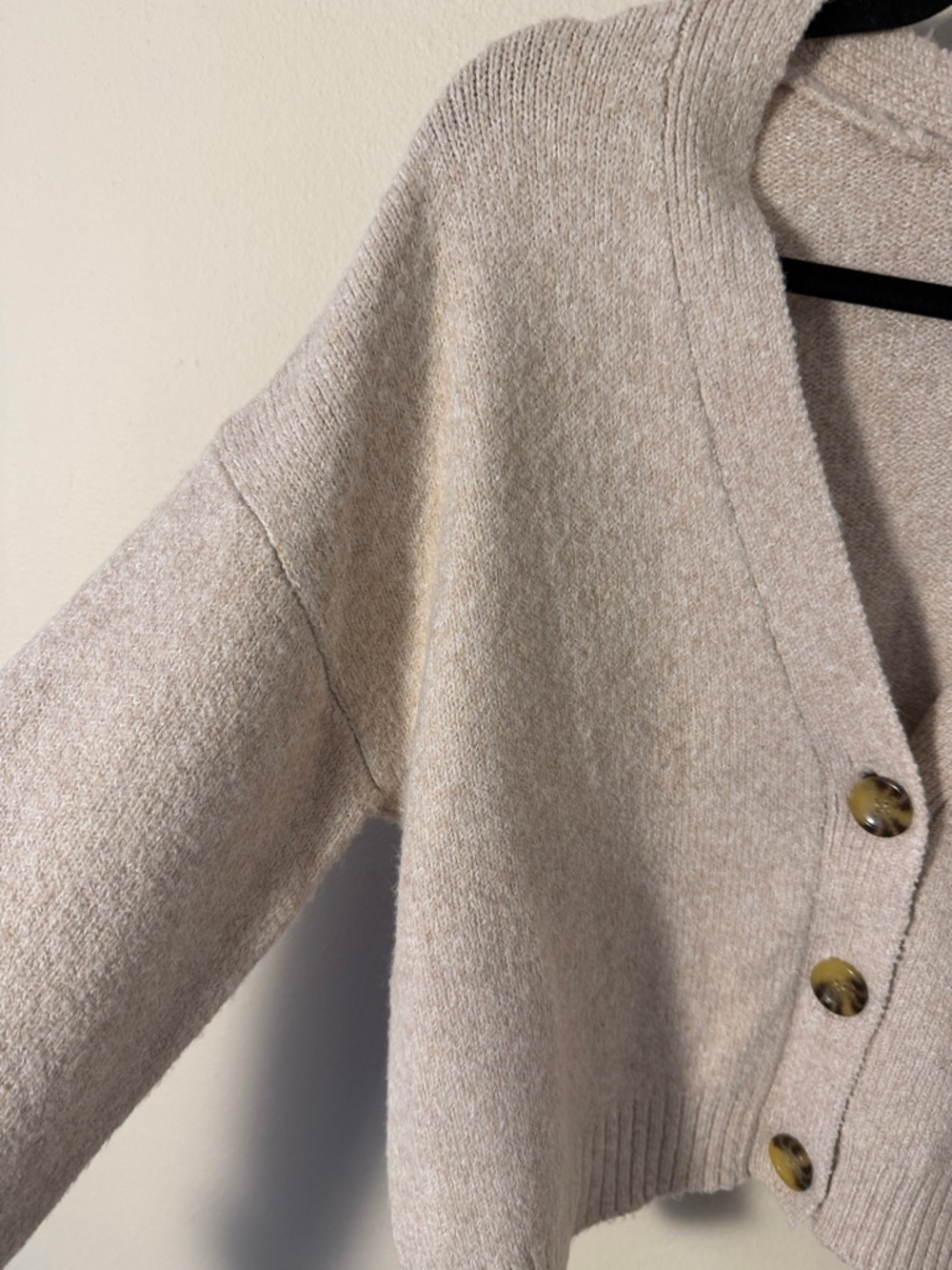 BP Womens Knit Crop Button Front Sweater Cardigan Oatmeal Light Size S - Picture 6 of 8